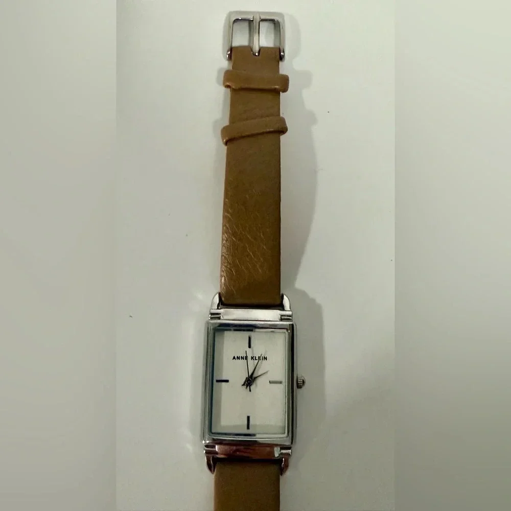 Anne Klein Ladies Rectangular 21mm x 24mm Leather Dress Watch needs new battery